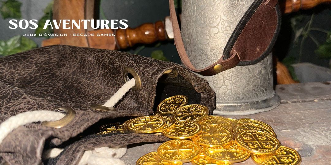 or, sac, butin, trésor, sable, pirate